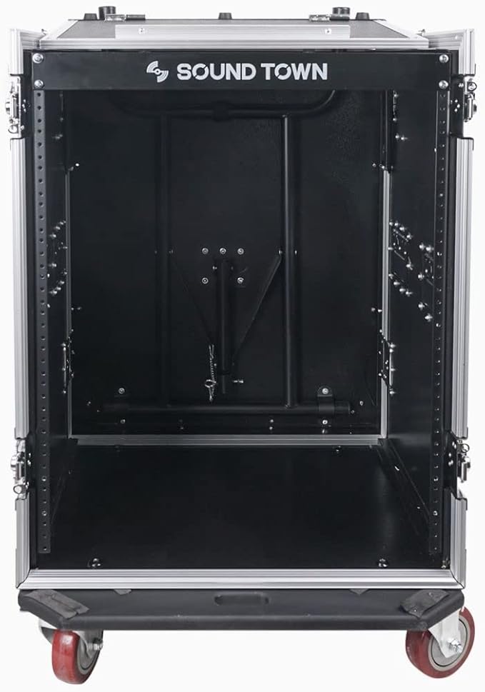 Sound Town Heavy-Duty 1/2" Plywood 14U PA DJ Rack/Road ATA Case - Image 3