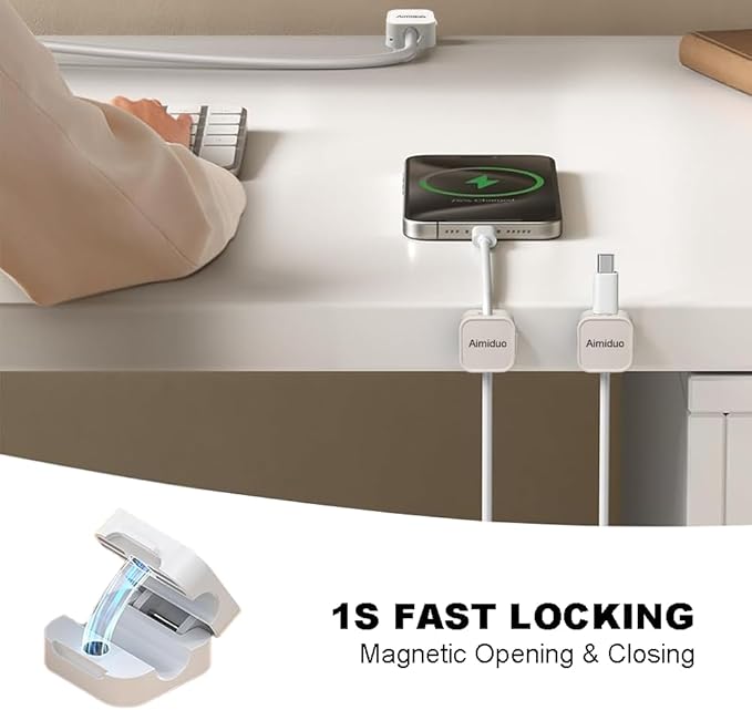 Magnetic Cable Clips Cord Organizer Holder, Adhesive Phone Cable Wire Charger - Image 2