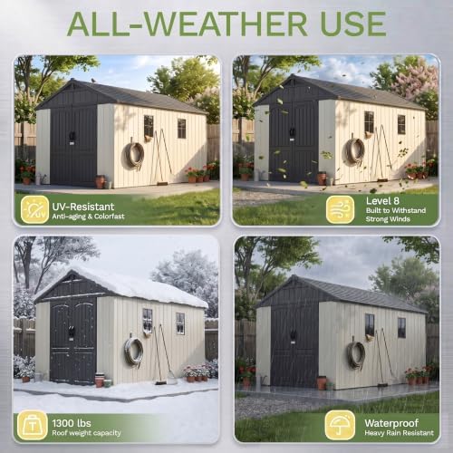 greesum 8x12 ft resin outdoor storage shed with showing dimensions