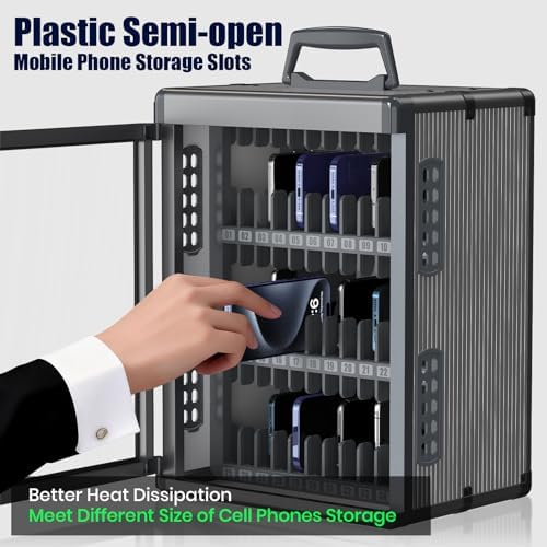 36 slots cell phone locker for classroom with on a desk or shelf
