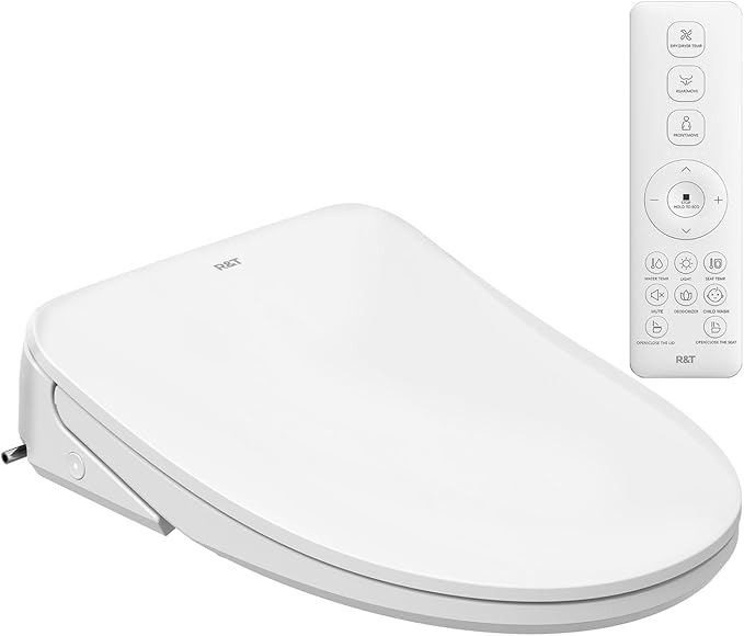 R&T V303 Auto-Open Smart Bidet Toilet Seat, Elongated Electric Bidets by RTPlumbingTechnology
