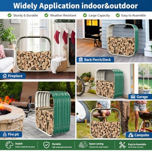 27in firewood rack outdoor indoor, 300lbs capacity,waterproof heavy on a desk or shelf