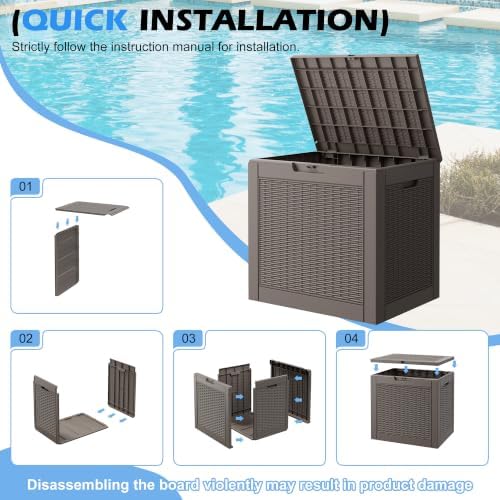 outdoor storage box waterproof, 30 gallon deck box, front angle view