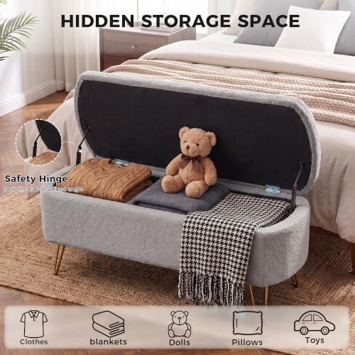 end of bed storage bench for bedroom, small, close-up detail