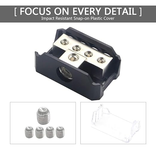 RKURCK 4 Way Power Distribution Block, 0/2/4 AWG Gauge in, 4/8/10 Gauge Out - Image 5