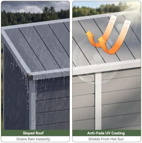 aoxun 55 cuft outdoor tall storage shed, 5×3×7ft, side view