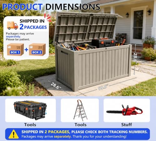 200 gallon outdoor storage box resin deck box, close-up detail