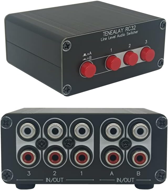 TENEALAY 3 in 2 Out RCA Stereo Audio Switch Input Signal Source Switcher by TENEALAY