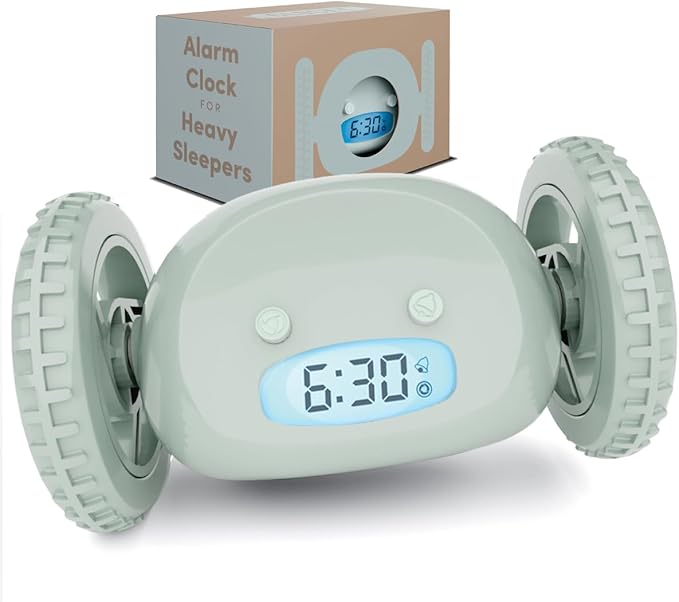 CLOCKY Extra Loud Alarm Clock for Heavy Sleepers on Wheels Rolls Runs Away by Clocky