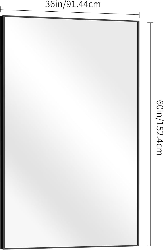 Black Bathroom Mirror for Wall, 60x36 Inch Rectangle Mirrors - Image 4