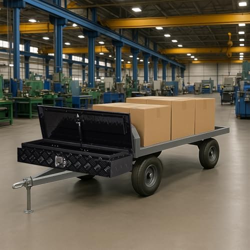 34.5 inch aluminum truck bed tool box with, front angle view