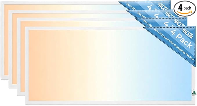 2X4 LED Flat Panel Light with Emergency Battery Backup, 50W 3000K/4000K/5000K by LED+ENERGY+PLUS