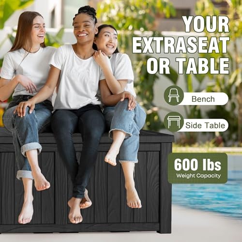 150 gallon outdoor storage box patio deck box on a desk or shelf