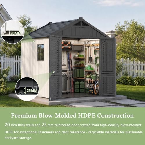 greesum 8x6 ft resin outdoor storage shed with, package contents