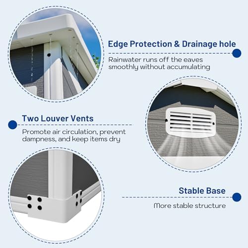 yopto 8x6 ft plastic shed,outdoor storage shed w/, front angle view