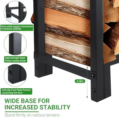 4ft firewood rack outdoor, holds 1543 lbs with, side view