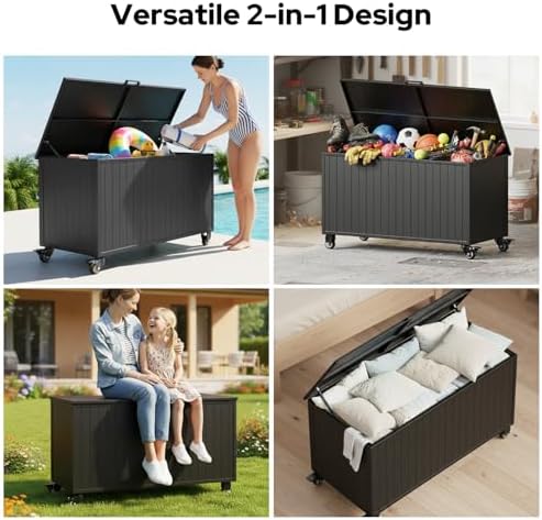 150 gallon outdoor storage box with wheels, metal, package contents