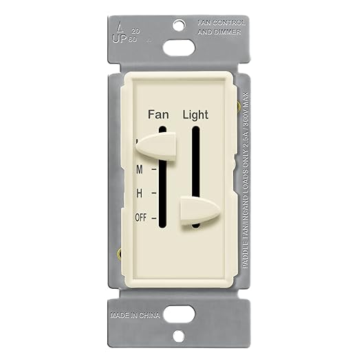 ENERLITES 3 Speed Ceiling Fan Control and LED Dimmer Light Switch, Light and by Enerlites