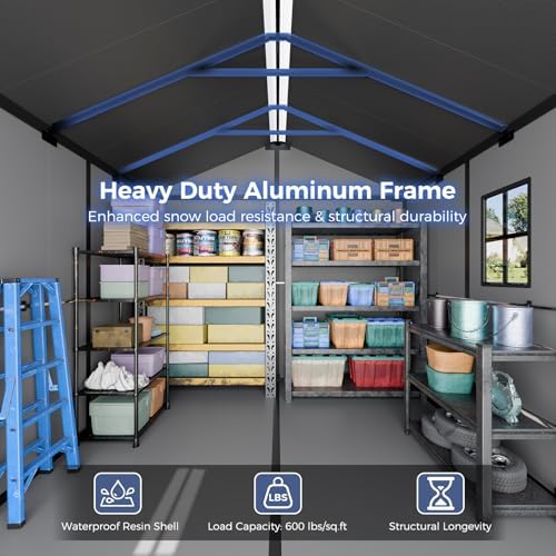 cdcasa 8x6x7 ft resin shed with floor included, side view