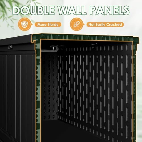 devoko 160 gallon double-wall deck box with divider, side view