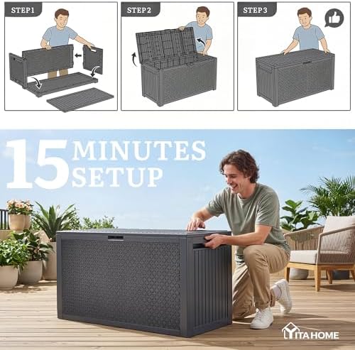 yitahome 95 gallon outdoor storage deck box, view 9