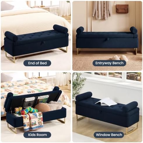 52" storage bench for bedroom upholstered end of, view 9