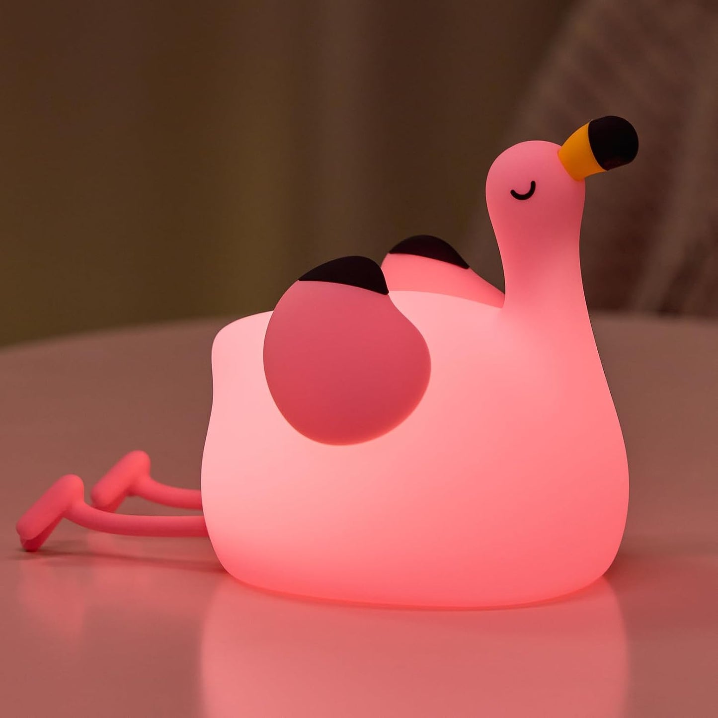 Pink Flamingo Night Light for Kids, Dimmable Silicone LED Baby Nursery Night Light, Funny Nightlight Girls Trendy Gifts, Rechargeable Bedside Lamp Kawaii Pink Decor for Bedroom Home Office