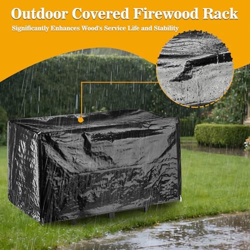 facka 40 inch firewood rack outdoor with cover showing dimensions