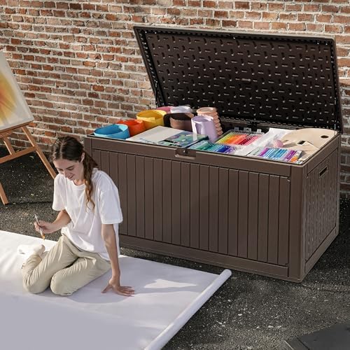 dwvo 320 gallon double-wall deck box with divider shown in use