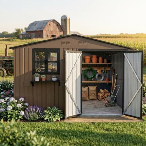 10x8 ft outdoor storage shed with 2 clear, view 9