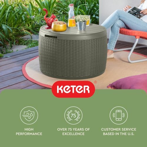 keter circa 37 gallon resin deck box stool, view 12