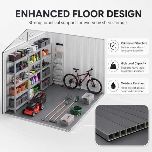 aoxun 8x6 ft shed outdoor storage shed with, close-up detail
