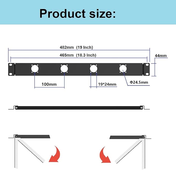 QiaoYoubang 1U Hinged 4D Rack Panel 4 D-Series XLR HDMI Audio Rack Mount Panel - Image 2
