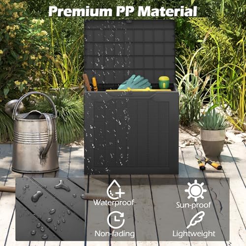 giantex 25 gallon outdoor storage box, patio deck shown in use