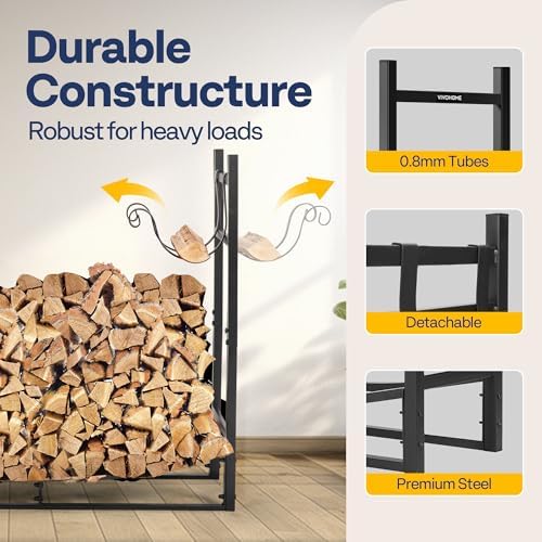 vivohome 3ft heavy duty indoor outdoor firewood storage, close-up detail