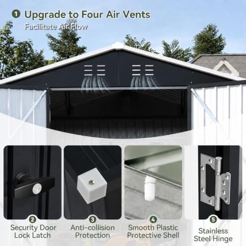 aoxun 8x6 ft shed outdoor storage shed with showing dimensions