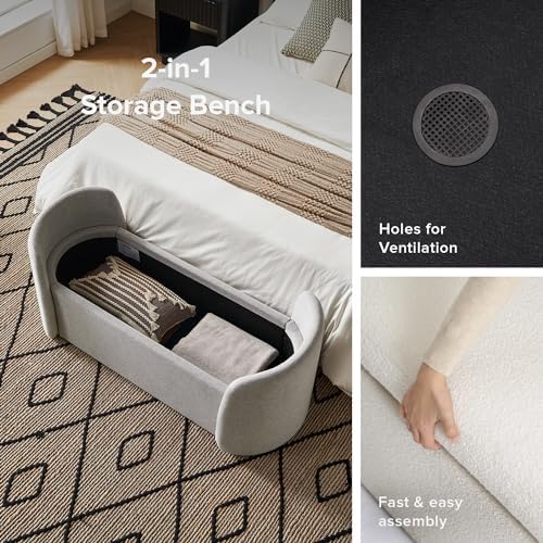 mopio sophie 51" ottoman storage bench, entryway and, close-up detail