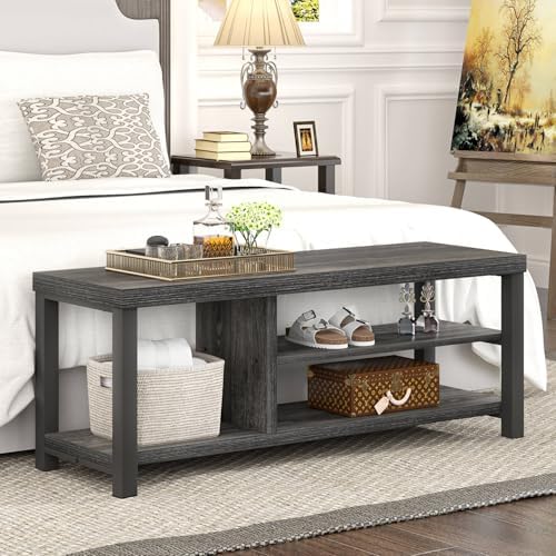foluban entryway bench, rustic wood shoe storage bench, close-up detail
