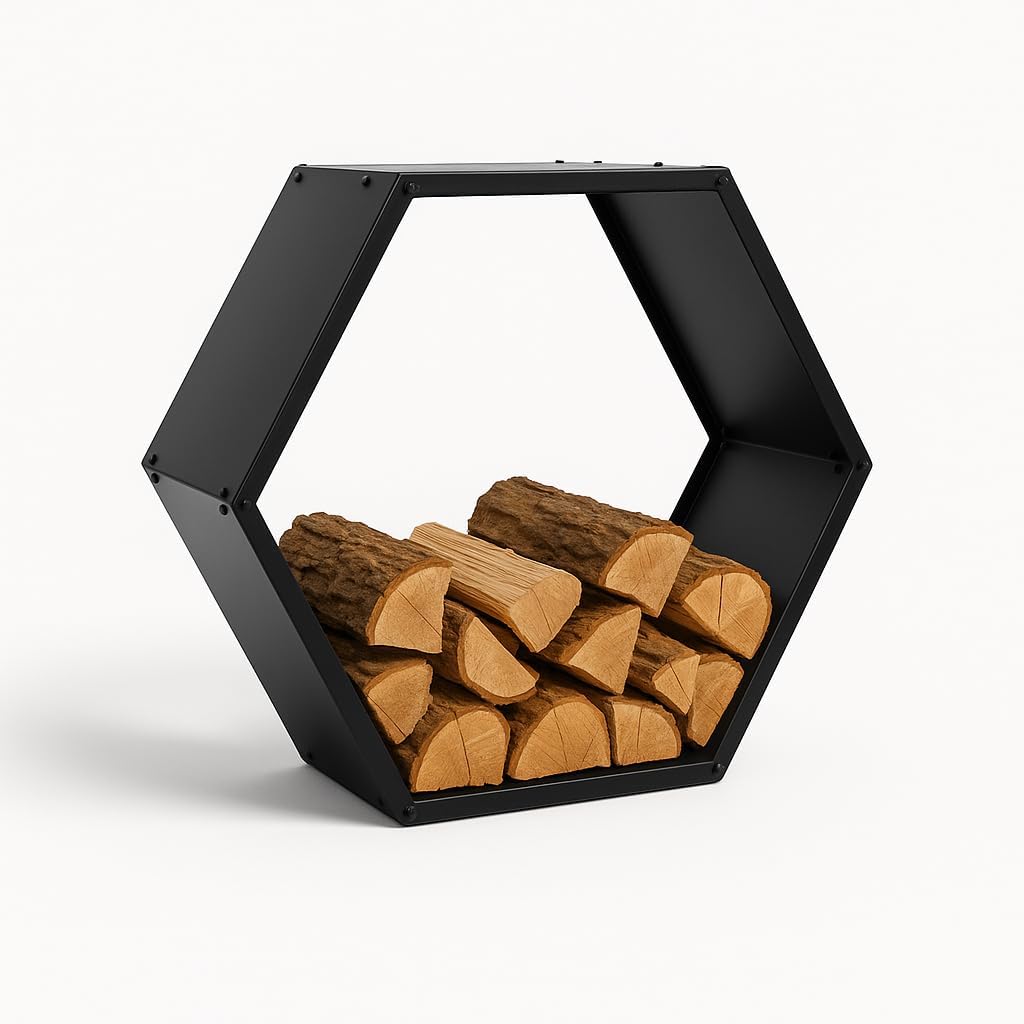 iron forge tools firewood rack, 30 inch hexagon, main product view