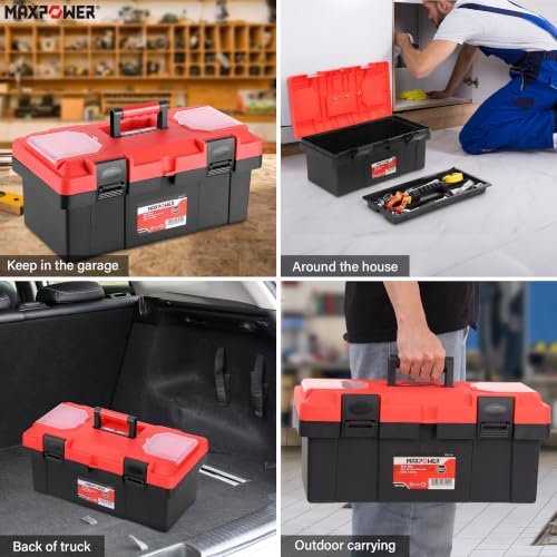 maxpower 17 inch tool box, small plastic toolbox showing dimensions