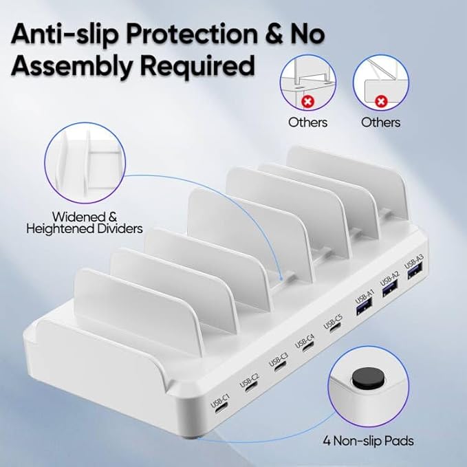 300W Charging Station for Multiple Devices, 8 Port Multi USB C Fast Charger - Image 4
