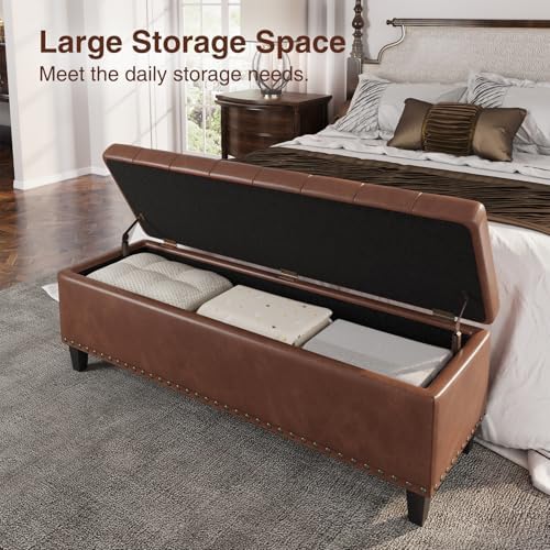 fivewillowise 51 inch storage ottoman bench,large end of, close-up detail