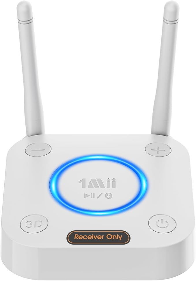 1Mii Bluetooth 5.2 Audio Receiver, Long Range HiFi Bluetooth Adapter w/ 3D by 1Mii
