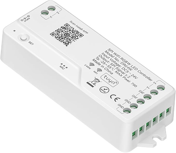 BTF-LIGHTING 2.4G WiFi DR04W SPI RGBW Controller Tuya APP/Smart Life/Google by BTF-LIGHTING