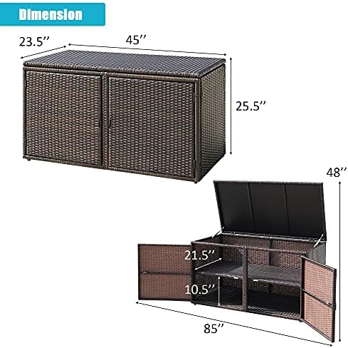 dortala 88 gallon deck box organizer, wicker large, front angle view