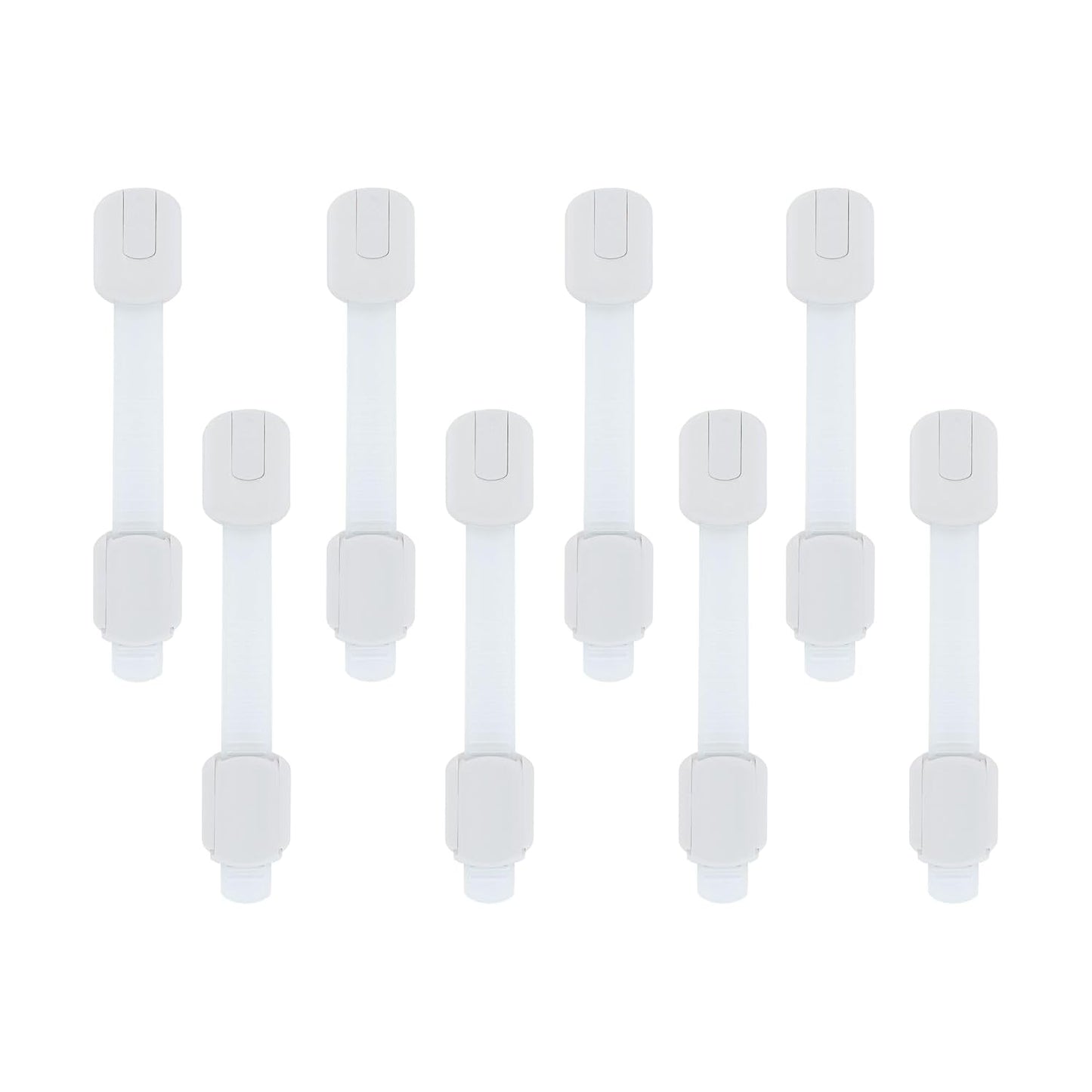 Nuby Multi-Use Child Safety Locks - 8 Pack | Baby Proof Latches for Cabinets, Drawers, Refrigerators, and Appliances - 3M Adhesive - For Flat and Curved Surfaces