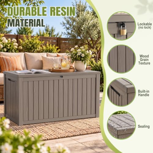 drato 325 gallon outdoor storage box waterproof large shown in use