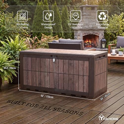 yitahome 134 gallon large deck box, close-up detail