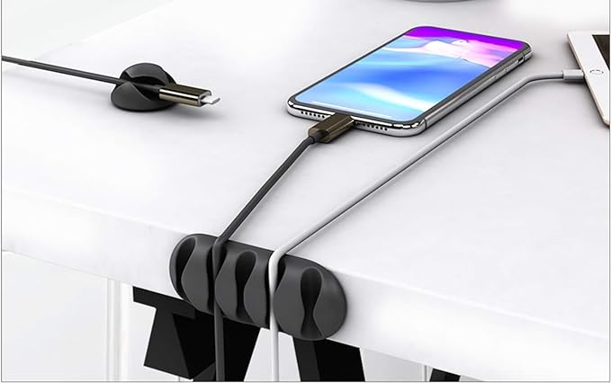OHill Desk Cable Management Cord Organizer, 16 Pack White Self Adhesive Cord - Image 3