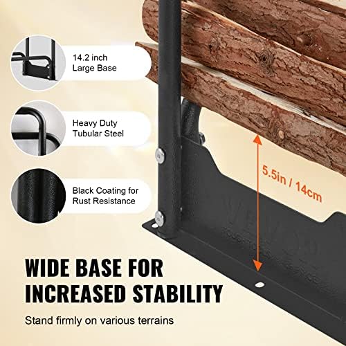 vevor 12.7ft outdoor firewood rack with cover, firewood showing dimensions